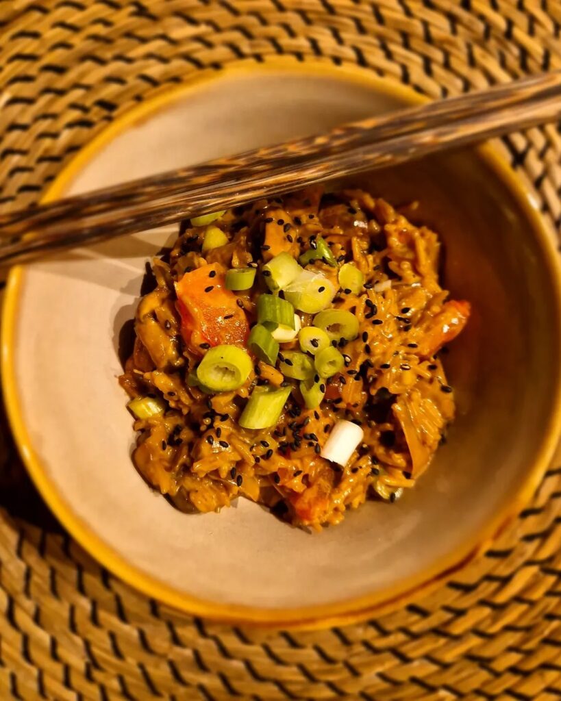 Creamy ketchap rijst met mascarpone en champignons