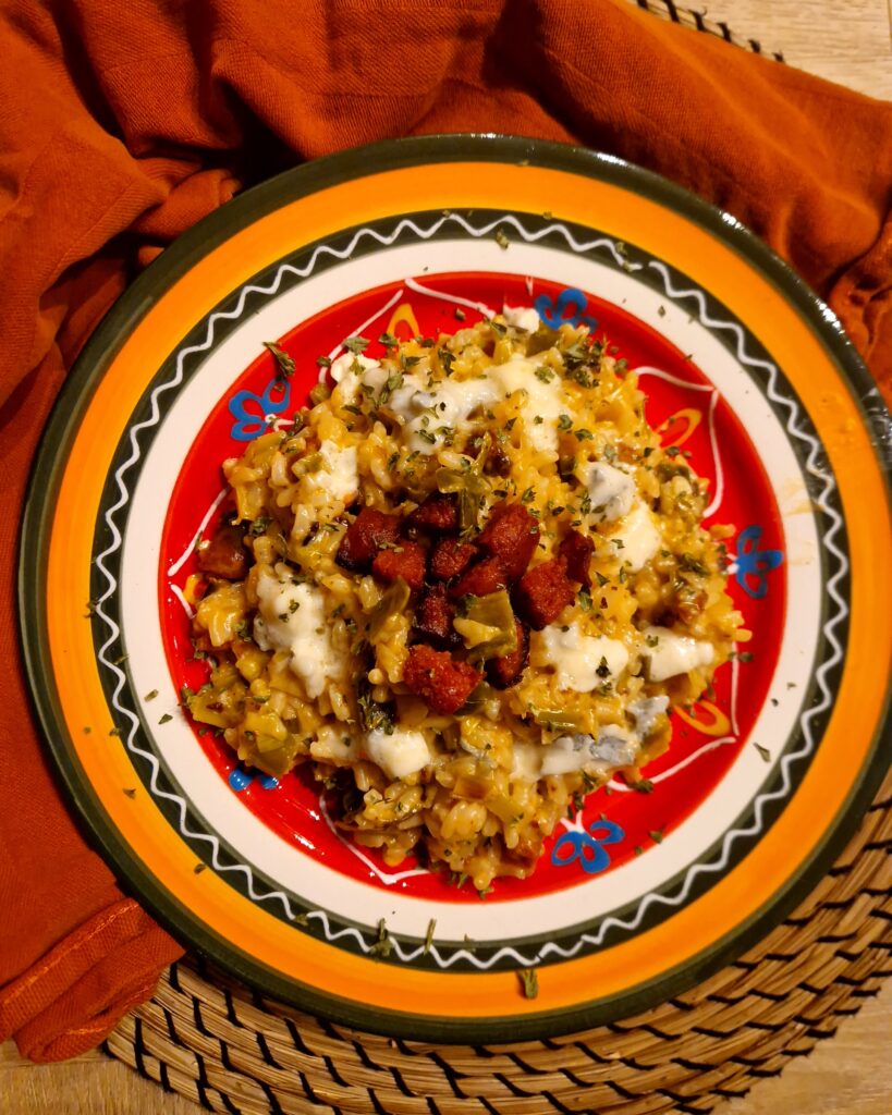 Gormas risotto met chorizo en prei